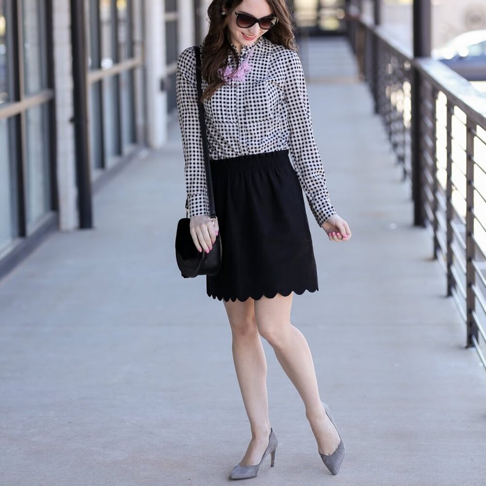 J.Crew Black Scalloped Edge Sidewalk Skirt - Picture 2 of 5
